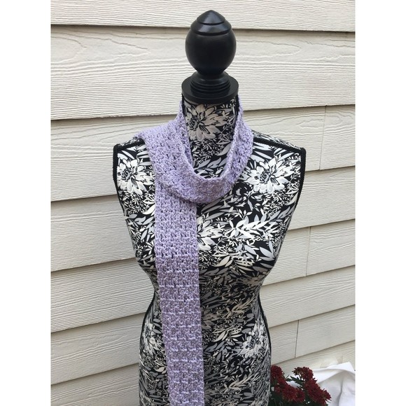 Scarf Crochet Handmade Glitter Lilac Purple Color Long Lightweight New W… - Picture 2 of 8